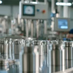 Metalowe cylindryczne elementy na linii produkcyjnej